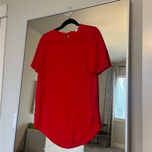 H&M Red Short Sleeve Round Neck Pullover Top